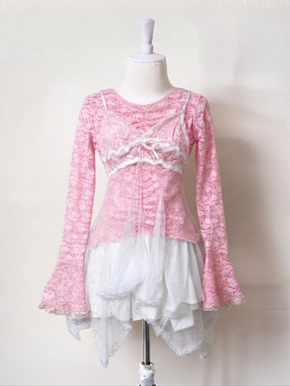 Japanese brand 3pc dress pink and white dress set